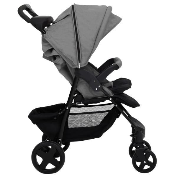 3-in-1 Kinderwagen Hellgrau Stahl 