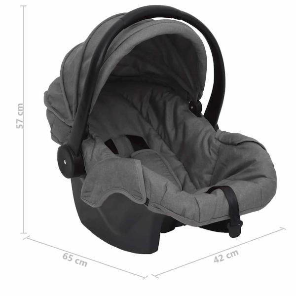 3-in-1 Kinderwagen Hellgrau Stahl 