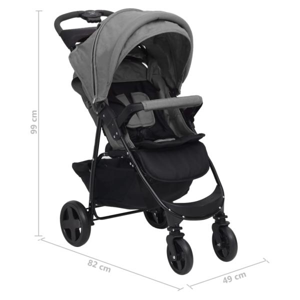 3-in-1 Kinderwagen Hellgrau Stahl 