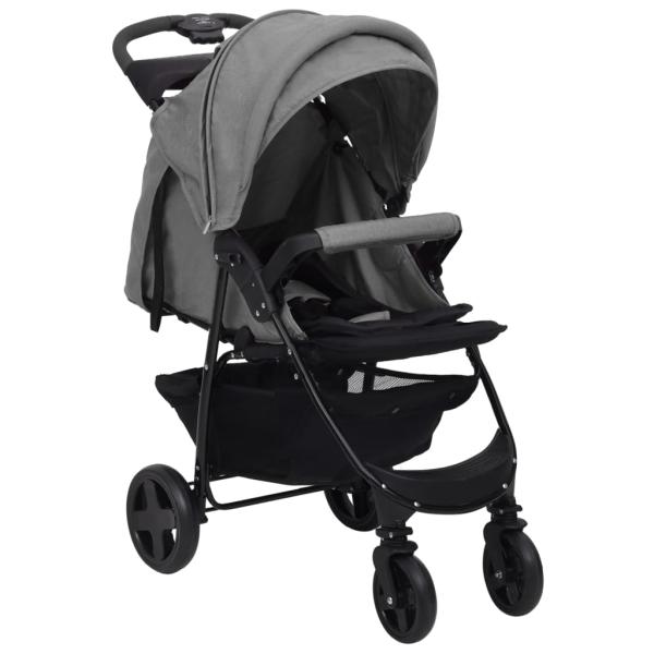3-in-1 Kinderwagen Hellgrau Stahl 
