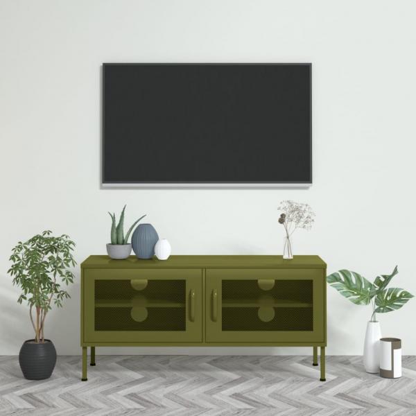 ARDEBO.de - TV-Schrank Olivgrün 105x35x50 cm Stahl    