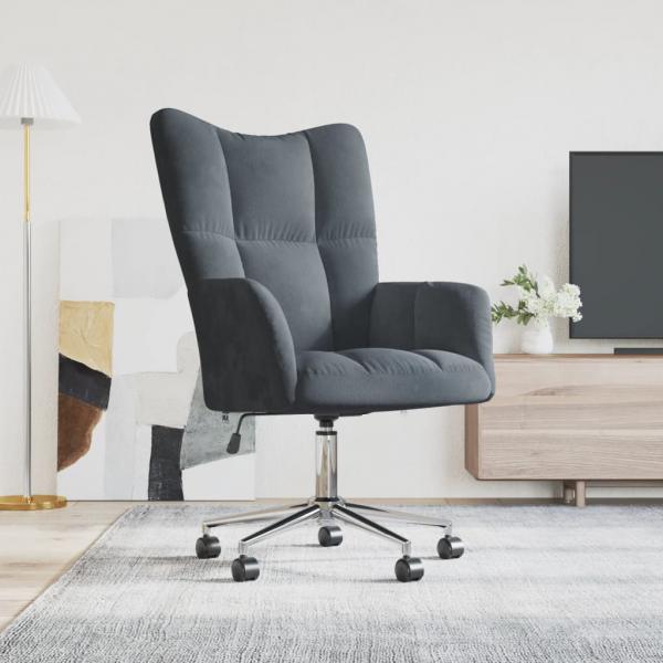 ARDEBO.de - Relaxsessel Dunkelgrau Samt