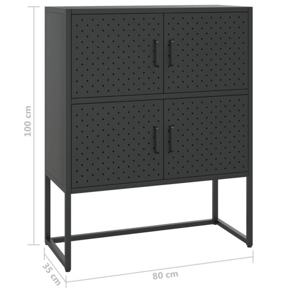 Highboard Schwarz 80x35x100 cm Stahl