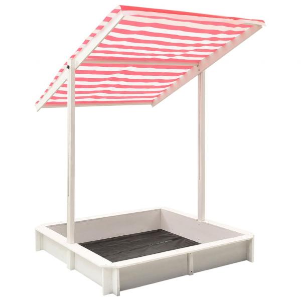 Sandkasten mit Verstellbarem Dach Tannenholz Weiß und Rot UV50
