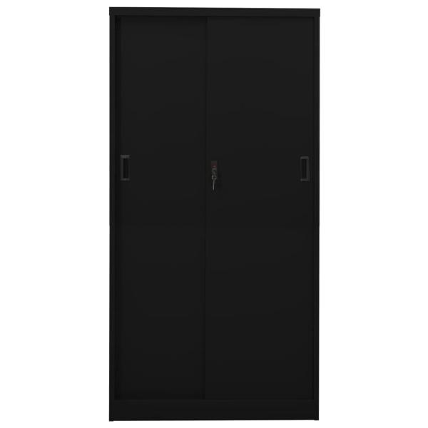 Büroschrank mit Schiebetür Schwarz 90x40x180 cm Stahl 
