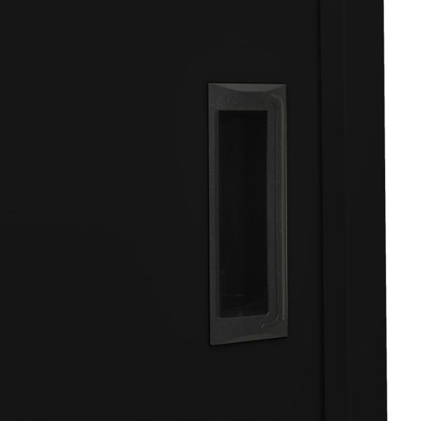 Büroschrank mit Schiebetür Schwarz 90x40x180 cm Stahl 
