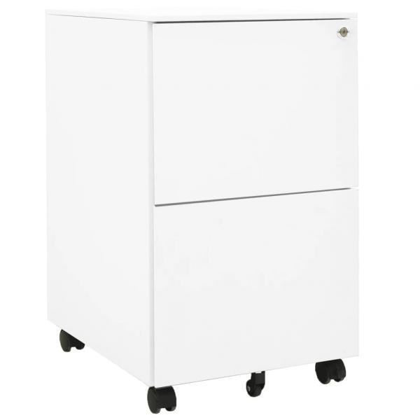ARDEBO.de - Aktenschrank mit Rollen Weiß 39x45x67 cm Stahl
