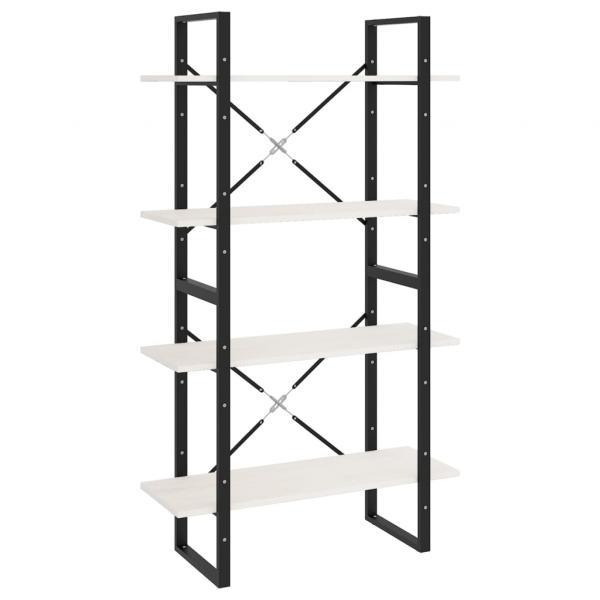 Bücherregal 4 Böden Weiß 80x30x140 cm Massivholz Kiefer