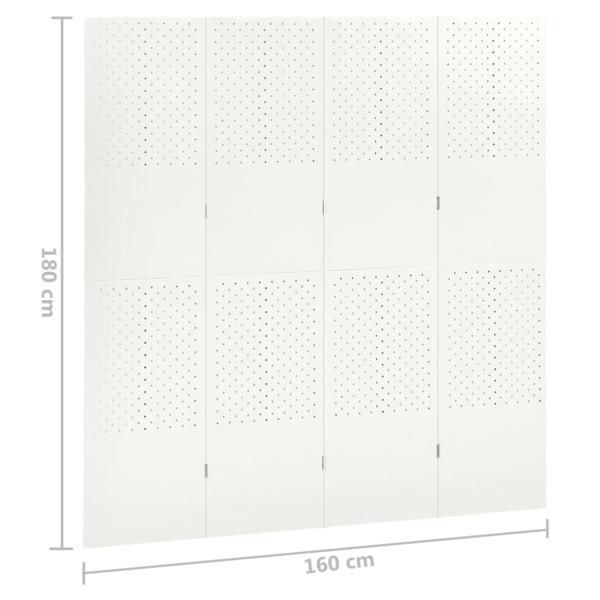 4-tlg. Raumteiler Weiß 160x180 cm Stahl