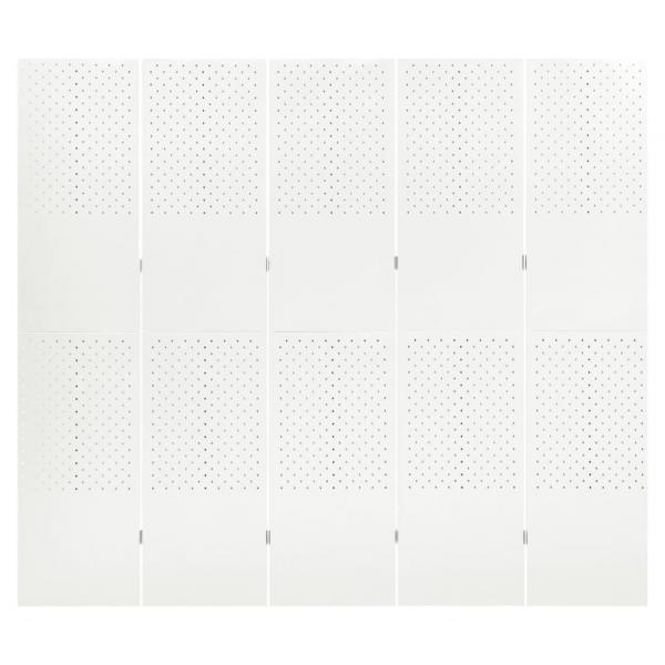 ARDEBO.de - 5-tlg. Raumteiler Weiß 200x180 cm Stahl