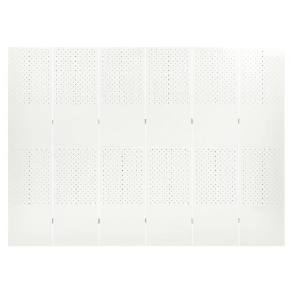 ARDEBO.de - 6-tlg. Raumteiler Weiß 240x180 cm Stahl