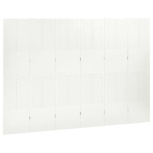 6-tlg. Raumteiler Weiß 240x180 cm Stahl