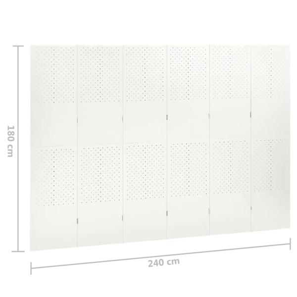6-tlg. Raumteiler Weiß 240x180 cm Stahl