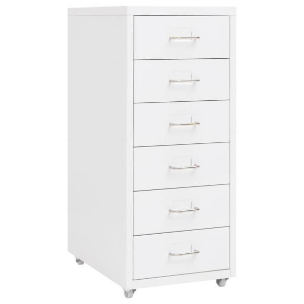 ARDEBO.de - Aktenschrank mit Rollen Weiß 28x41x69 cm Metall
