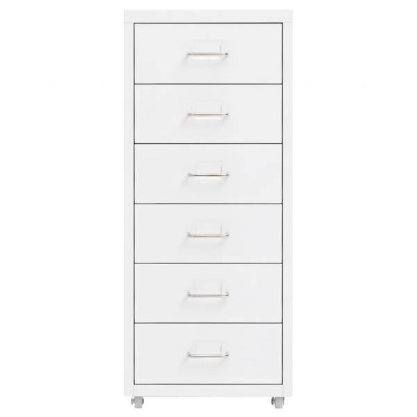 Aktenschrank mit Rollen Weiß 28x41x69 cm Metall