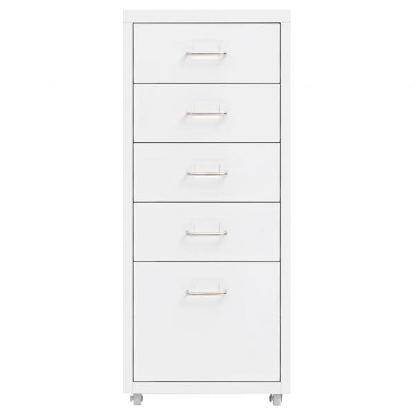 Aktenschrank mit Rollen Weiß 28x41x69 cm Metall