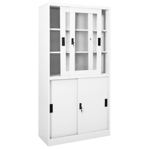 Büroschrank mit Schiebetüren Weiß 90x40x180 cm Stahl 