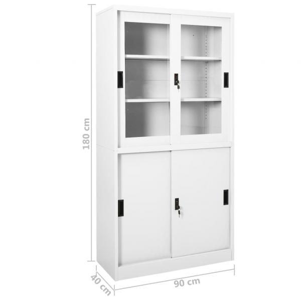 Büroschrank mit Schiebetüren Weiß 90x40x180 cm Stahl 