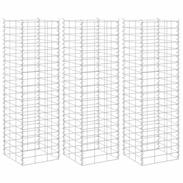 Gabionen-Hochbeete 3 Stk. 30x30x100 cm Eisen
