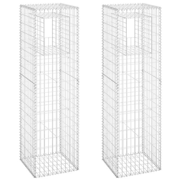 Gabionensäulen 2 Stk. 50x50x180 cm Eisen