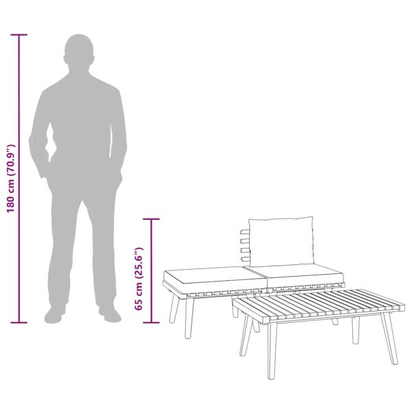 3-tlg. Garten-Lounge-Set mit Kissen Massivholz Akazie