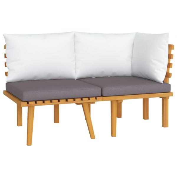2-tlg. Garten-Lounge-Set mit Kissen Massivholz Akazie