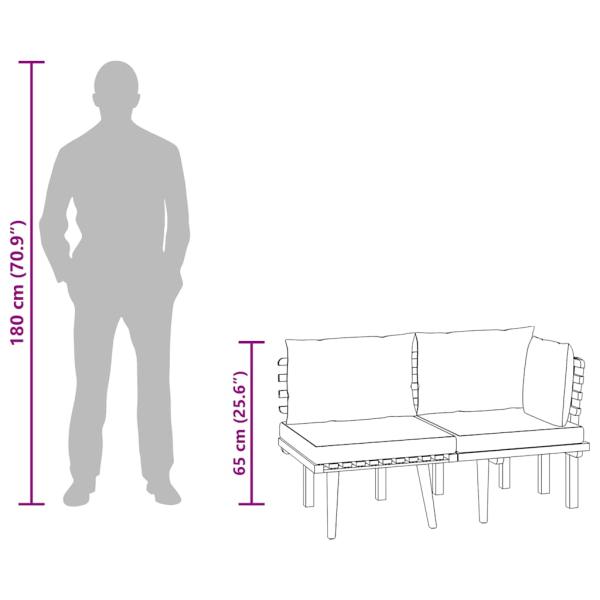 2-tlg. Garten-Lounge-Set mit Kissen Massivholz Akazie