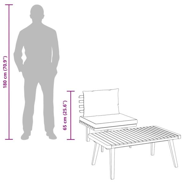 2-tlg. Garten-Lounge-Set mit Kissen Massivholz Akazie