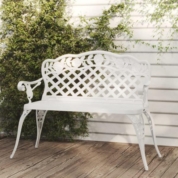 ARDEBO.de - Gartenbank 108 cm Aluminiumguss Weiß