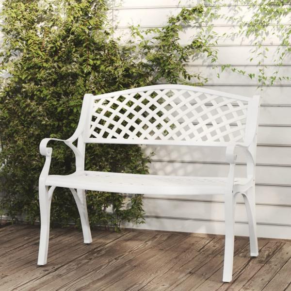 ARDEBO.de - Gartenbank 102 cm Aluminiumguss Weiß