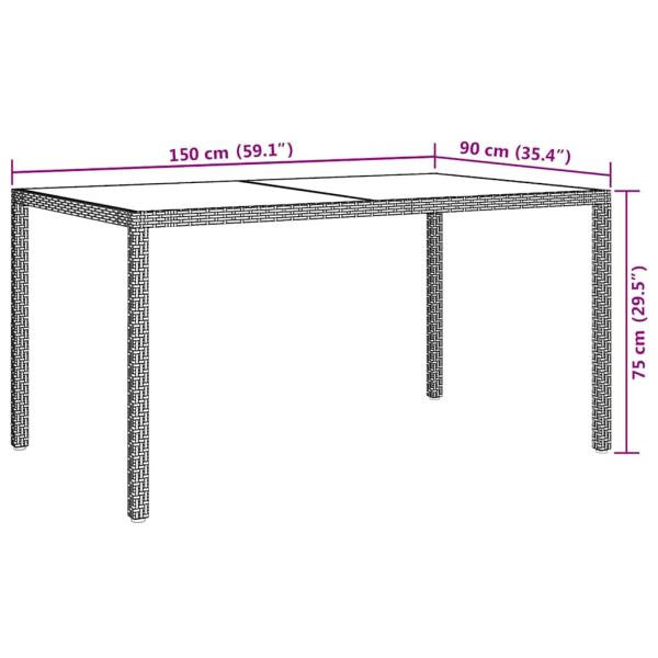 5-tlg. Garten-Essgruppe mit Auflagen Poly Rattan Braun