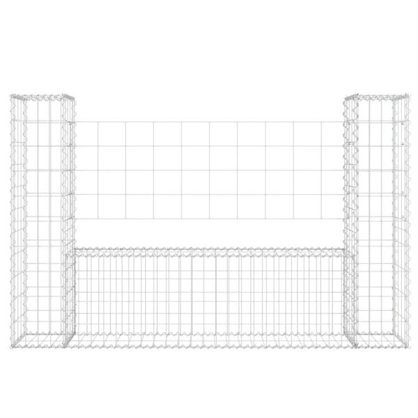 Gabionenkorb U-Form mit 2 Säulen Eisen 140x20x100 cm