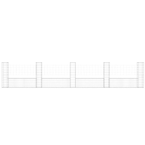 Gabionenkorb U-Form mit 5 Säulen Eisen 500x20x100 cm