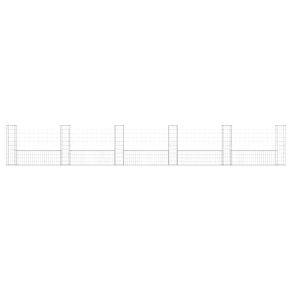 Gabionenkorb U-Form mit 6 Säulen Eisen 620x20x100 cm