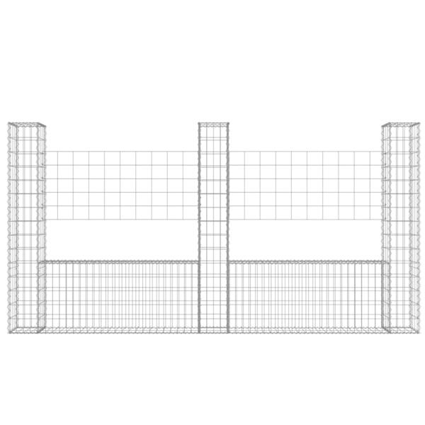 Gabionenkorb U-Form mit 3 Säulen Eisen 260x20x150 cm