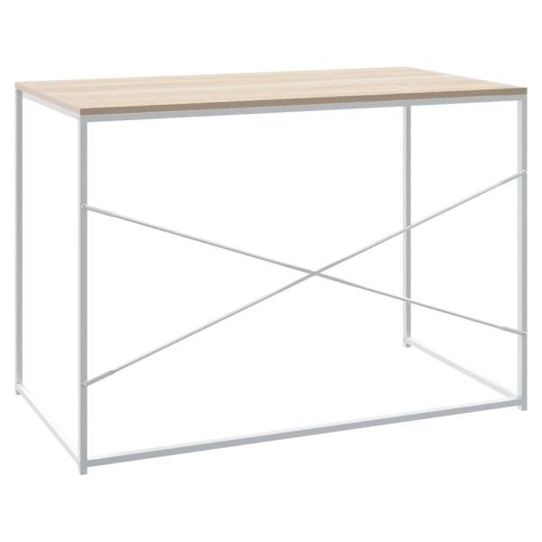 Computertisch Weiß und Eiche-Optik 110x60x70 cm Holzwerkstoff