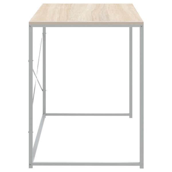 Computertisch Weiß und Eiche-Optik 110x60x70 cm Holzwerkstoff