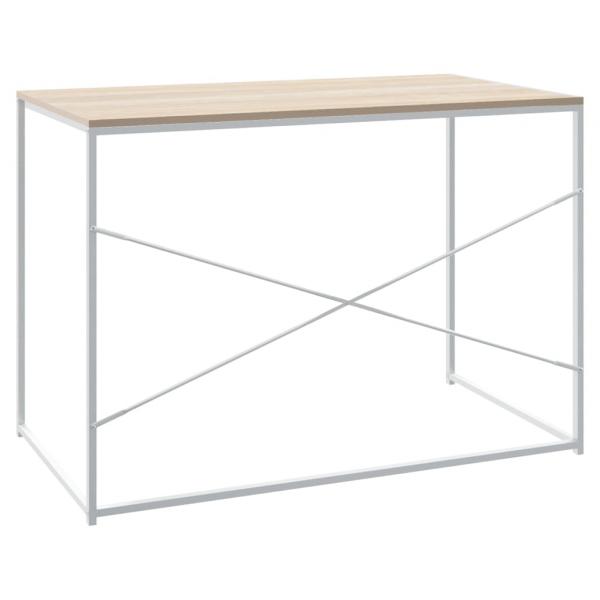 Computertisch Weiß und Eiche-Optik 110x60x70 cm Holzwerkstoff