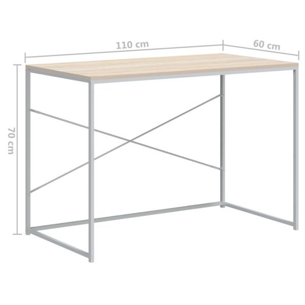 Computertisch Weiß und Eiche-Optik 110x60x70 cm Holzwerkstoff