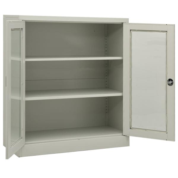 Büroschrank mit Pflanzkasten Hellgrau 90x40x128 cm Stahl