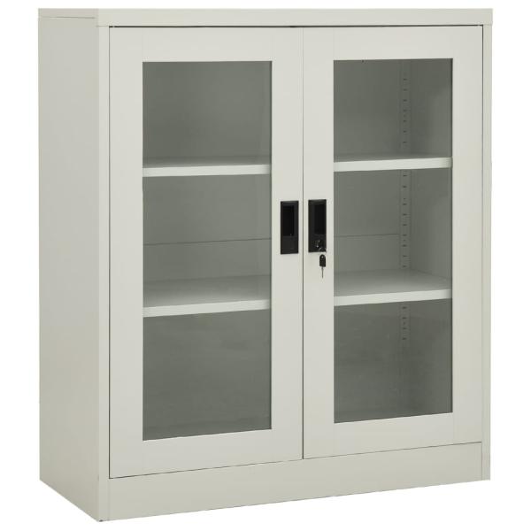 Büroschrank mit Pflanzkasten Hellgrau 90x40x128 cm Stahl
