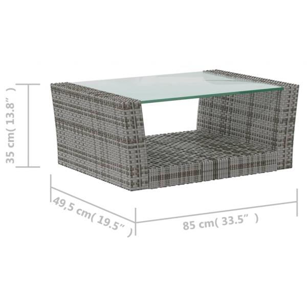 8-tlg. Garten-Lounge-Set mit Kissen Poly Rattan Grau