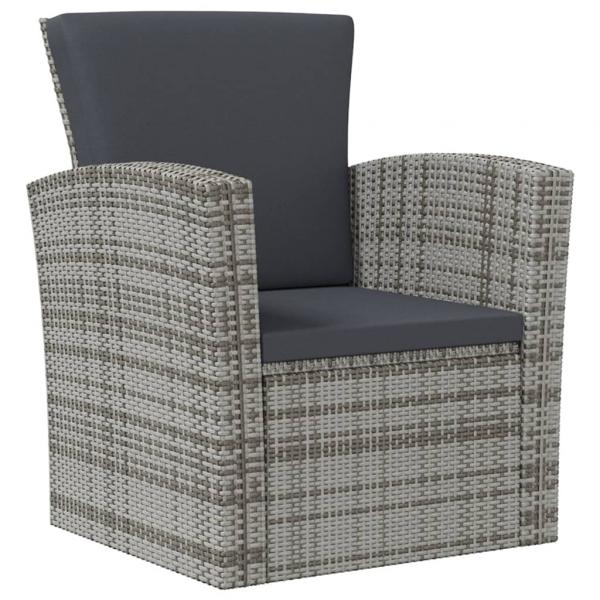 8-tlg. Garten-Lounge-Set mit Kissen Poly Rattan Grau
