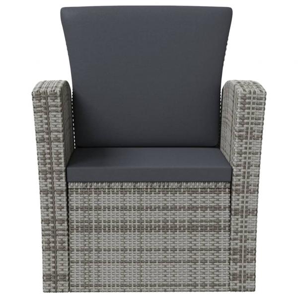 8-tlg. Garten-Lounge-Set mit Kissen Poly Rattan Grau