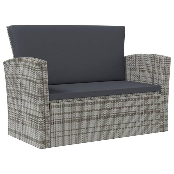 8-tlg. Garten-Lounge-Set mit Kissen Poly Rattan Grau