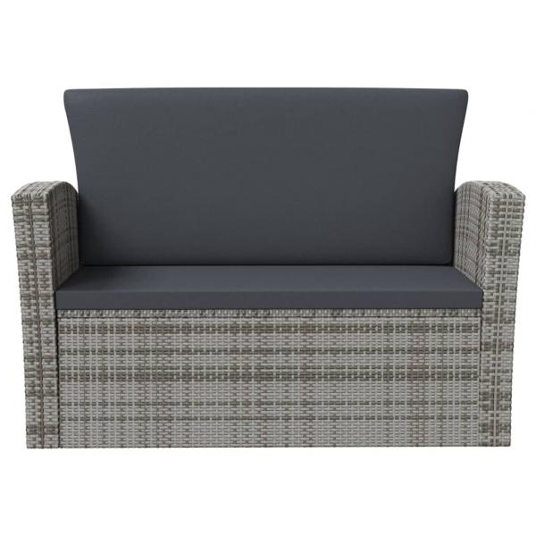 8-tlg. Garten-Lounge-Set mit Kissen Poly Rattan Grau
