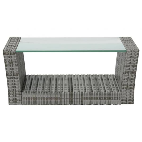 8-tlg. Garten-Lounge-Set mit Kissen Poly Rattan Grau