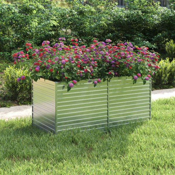 ARDEBO.de - Garten-Hochbeet 160x80x77 cm Verzinkter Stahl Silbern