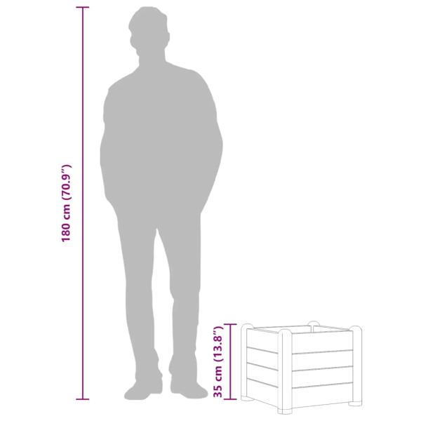 Garten-Hochbeet PP Stein Grau 43x43x35 cm