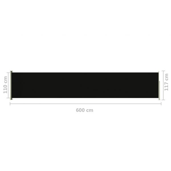 Seitenmarkise Ausziehbar 117x600 cm Schwarz